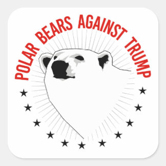 Pegatina Cuadrada Osos polares contra Trump