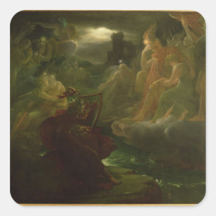 Pegatina Cuadrada Ossian que conjura encima de las bebidas