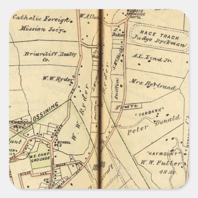 Pegatina Cuadrada Ossining, Nueva York (Anverso)