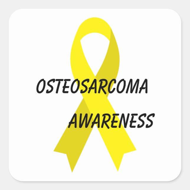Pegatina Cuadrada Osteosarcoma Cinta de Conciencia Amarilla de Janz (Anverso)