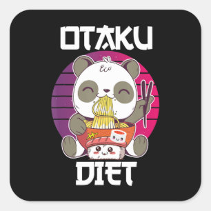 Pegatina Cuadrada Otaku Diet Oanda Ramen Sushi Manga CosplayOotaku