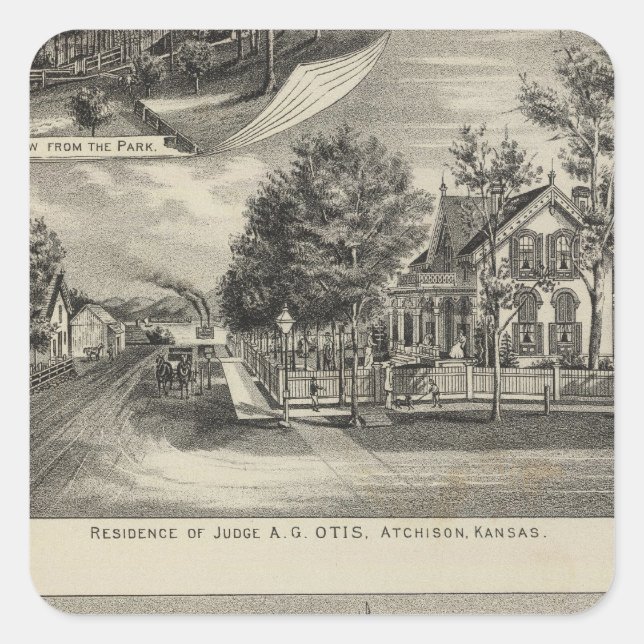 Pegatina Cuadrada Otis Price Villa, Kansas (Anverso)