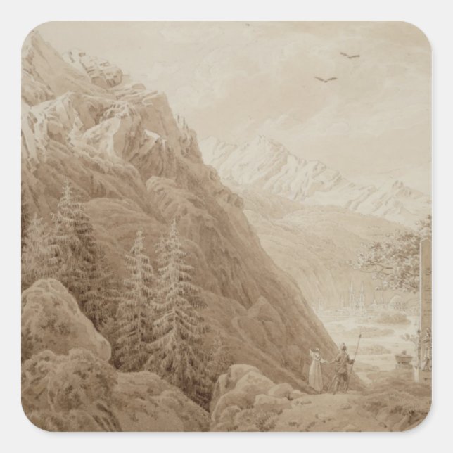 Pegatina Cuadrada Otoño (Anverso)