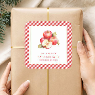 Pegatina Cuadrada Otoño Apple Of Our Eye Baby Shower