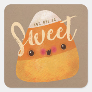 Pegatina Cuadrada Otoño Candy Corn Cute Halloween Acción de Gracias 