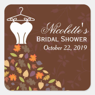 Pegatina Cuadrada Otoño deja Boda vestir novia favor de ducha