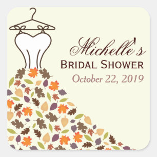 Pegatina Cuadrada Otoño deja Boda vestir novia favor de ducha