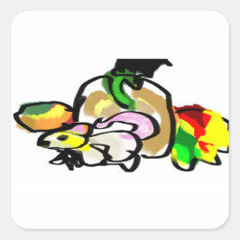 Pegatina Cuadrada Otoño del ratón