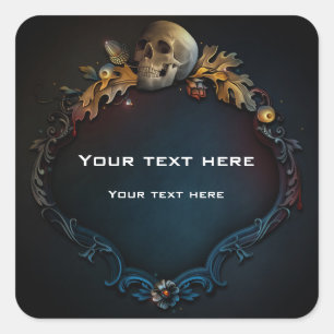 Pegatina Cuadrada Otoño Elegante Encantado Mágico Halloween