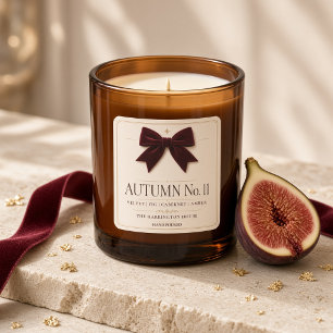 Pegatina Cuadrada Otoño No. 11 Borgoña Terciopelo Lazo Personalizado