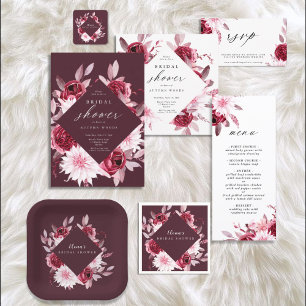 Pegatina Cuadrada Otoño Romance Marco Dorado Floral ducha de novia