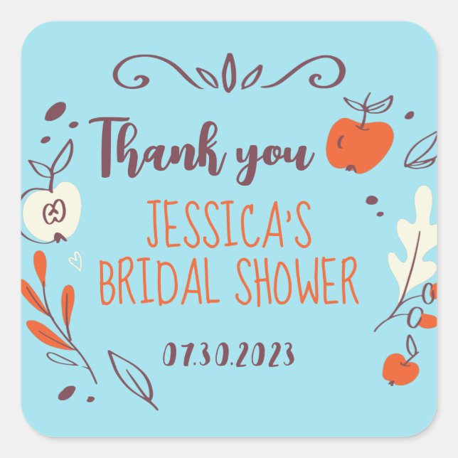 Pegatina Cuadrada Otoño Sale Wreath Doodle Cae Ducha Bridal (Anverso)