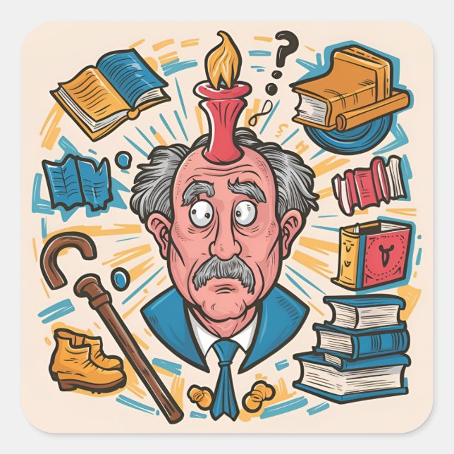 Pegatina Cuadrada Otro año más viejo, ninguno de los sabios (Anverso)