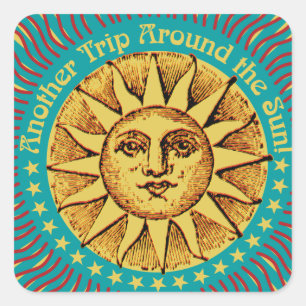 Pegatina Cuadrada Otro viaje alrededor del sol Boho Cumpleaños