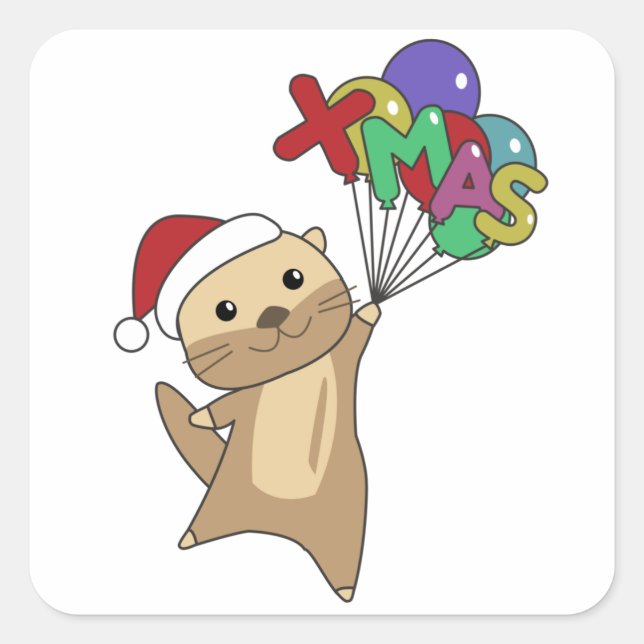 Pegatina Cuadrada Otros Navidades Nieve a los animales de invierno (Anverso)