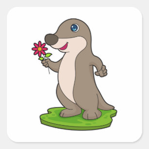 Pegatina Cuadrada Otter con flor