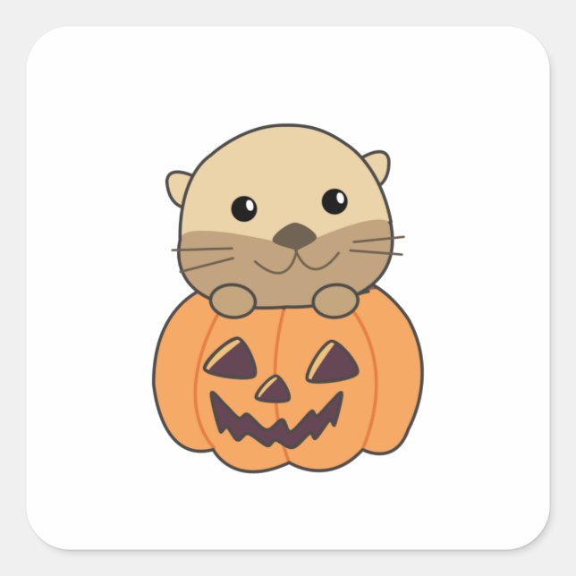 Pegatina Cuadrada Otter En La Calabaza Naranja Koalas Halloween Otte (Anverso)