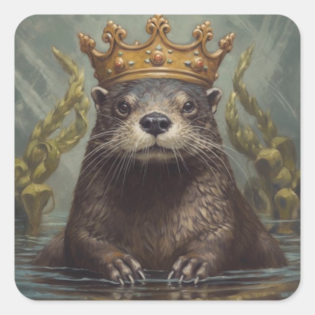 Pegatina Cuadrada Otter en la corona (Anverso)
