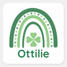 Pegatina Cuadrada Ottilie Name Clover Boho Rainbow