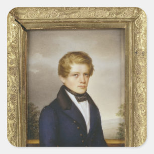 Pegatina Cuadrada Otto von Bismarck como estudiante, 1833