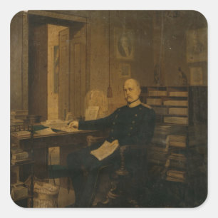 Pegatina Cuadrada Otto von Bismarck en su estudio