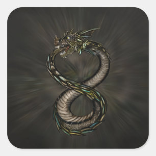 Pegatina Cuadrada Ouroboros - Dragón infinito