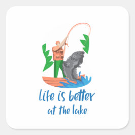 Pegatina Cuadrada Outdoors Wall Decor | Camping Fishing Poster