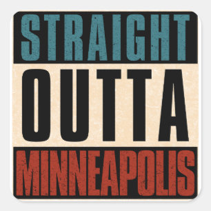 Pegatina Cuadrada Outta Straight Minneapolis Minnesota MN