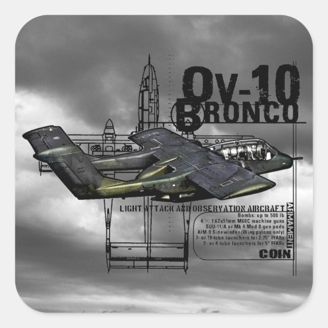 Pegatina Cuadrada OV-10 Bronco (Anverso)