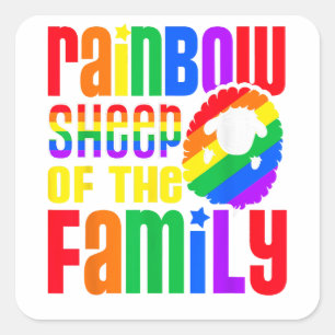 Pegatina Cuadrada Oveja Arcoiris De La Familia Orgullo LGBT