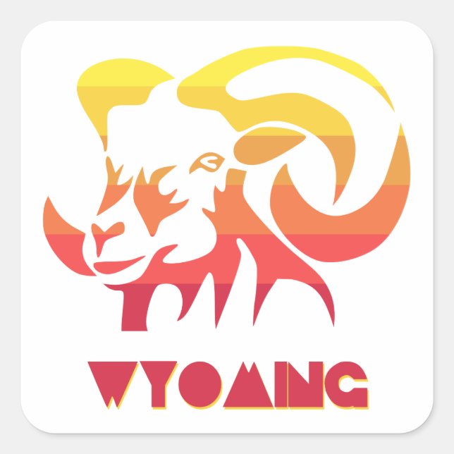 Pegatina Cuadrada Oveja Wyoming Bighorn (Anverso)