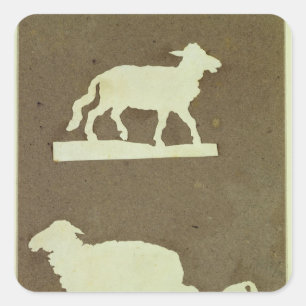 Pegatina Cuadrada Oveja y oveja con cordero