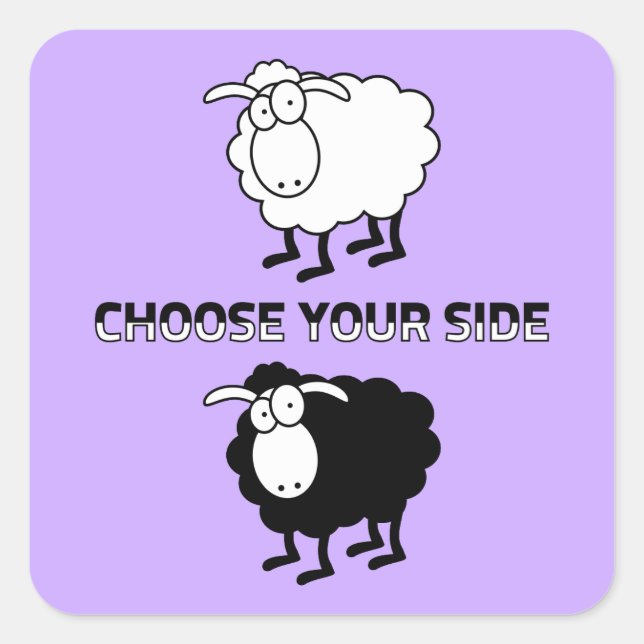 Pegatina Cuadrada Ovejas negras y blancas (Anverso)