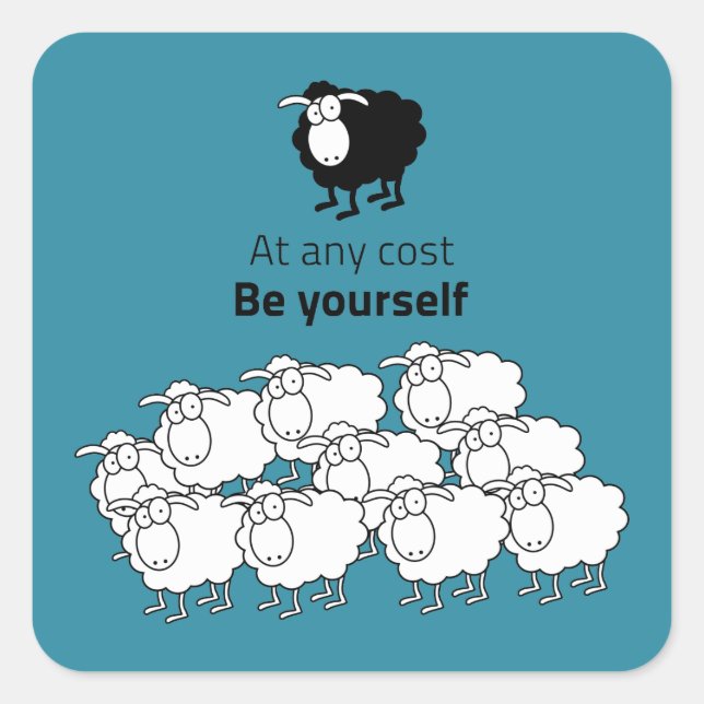 Pegatina Cuadrada Ovejas negras y blancas (Anverso)