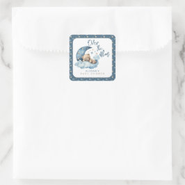 Pegatina Cuadrada Over the Moon Baby Shower