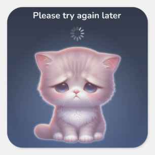 Pegatina Cuadrada Overthinking Cat Sticker – Cute Mood