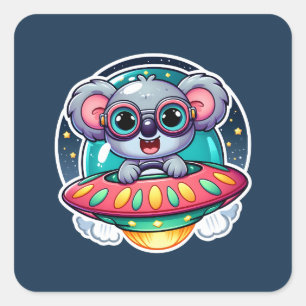 Pegatina Cuadrada OVNI Happy Koala