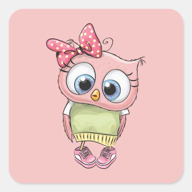 Pegatina Cuadrada Owl (Anverso)