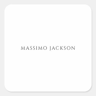 Pegatina Cuadrada Own Name Calligraphy Chic Plain Simple Black White