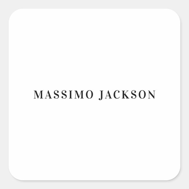 Pegatina Cuadrada Own Name Decorative Minimalist Plain Black White (Anverso)