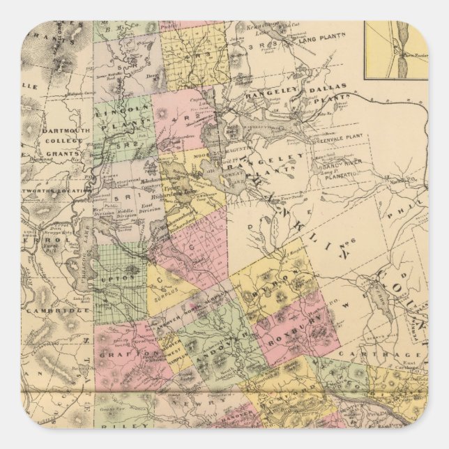 Pegatina Cuadrada Oxford Co., Maine (Anverso)