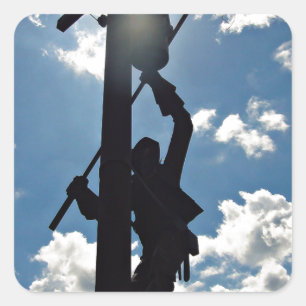 Pegatina Cuadrada Oxidado el instalador de líneas