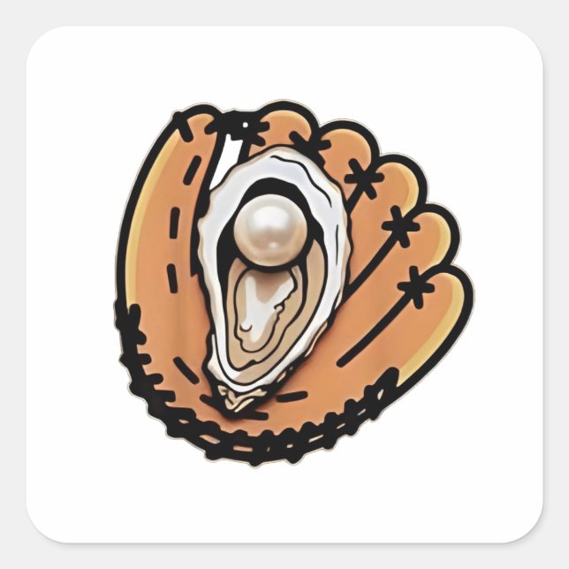 Pegatina Cuadrada Oyisbol Baseball Seafood Béisbol Deporte Lover (Anverso)