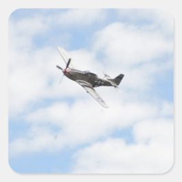 Pegatina Cuadrada P51 Mustang en vuelo