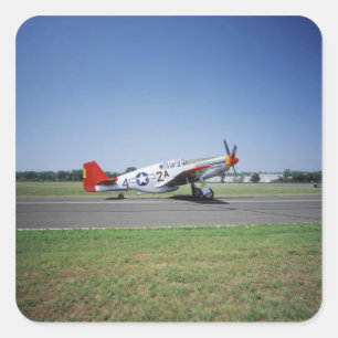 Pegatina Cuadrada P-51 C Avión Tuskegee Red Tail en el avión de la C