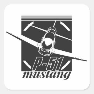 Pegatina Cuadrada P-51 mustang