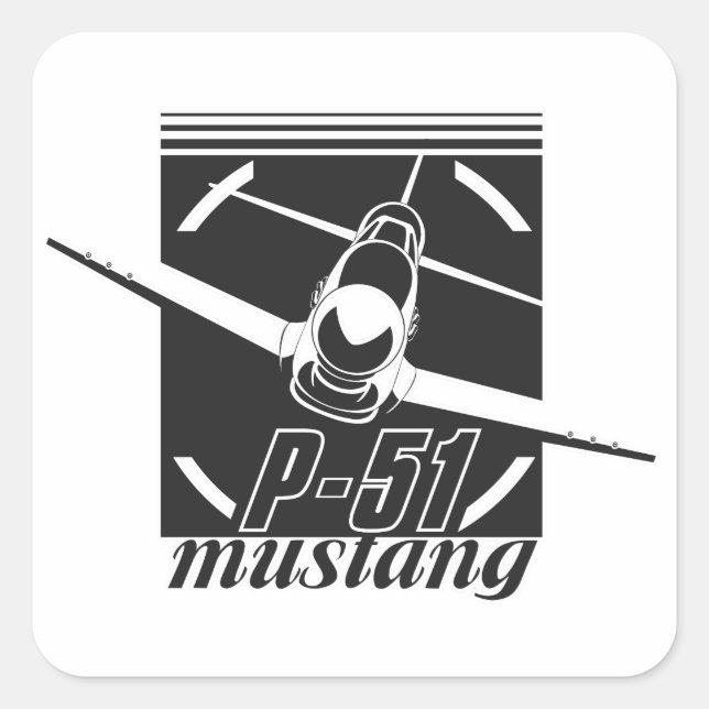 Pegatina Cuadrada P-51 mustang (Anverso)