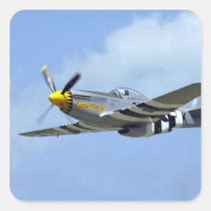 Pegatina Cuadrada P-51D Mustang, pequeño caballo