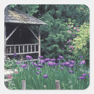 Pegatina Cuadrada Pabellón de madera en el Sunken Garden