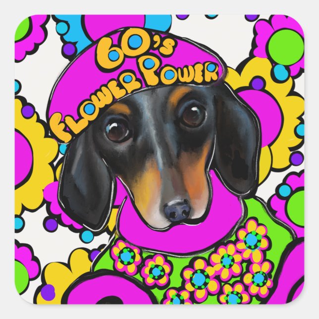 PEGATINA CUADRADA PACHÓN DACHSHUND  (Anverso)